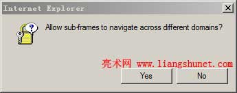 ieTester弹出提示Allow sub-frames to navigate across different domains