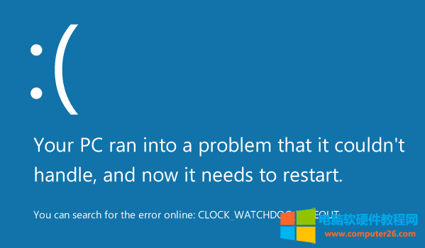 0x101:CLOCK_WATCHDOG_TIMEOUT蓝屏代码说明及其相关解决方案