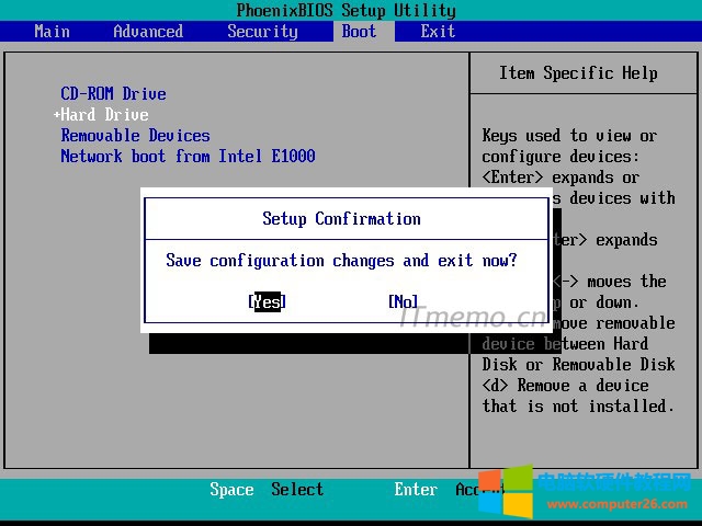 设置好之后，别忘了按：F10，回答：YES 敲回车键，保存VMware BIOS设置。