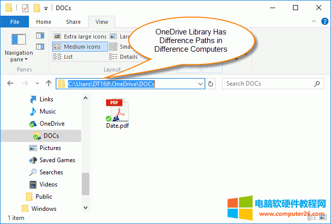 OneDrive 客户端库文件夹存在不同电脑不同的路径情况
