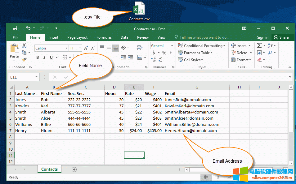 在 Excel 中创建一个 .CSV 文件