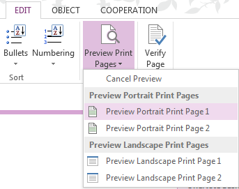 如何从OneNote页面中模拟分页符查看打印单元页