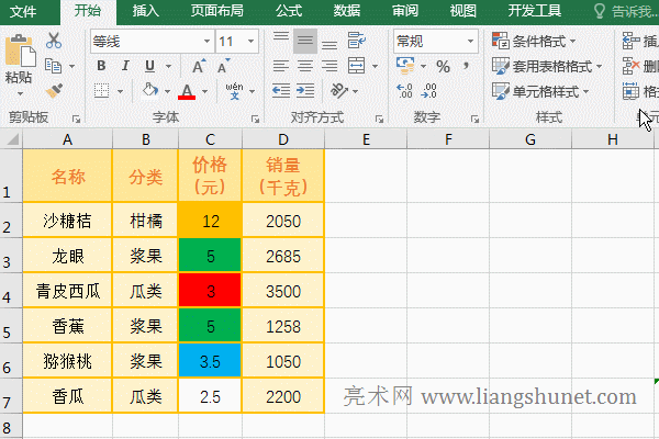 Excel选择颜色排序